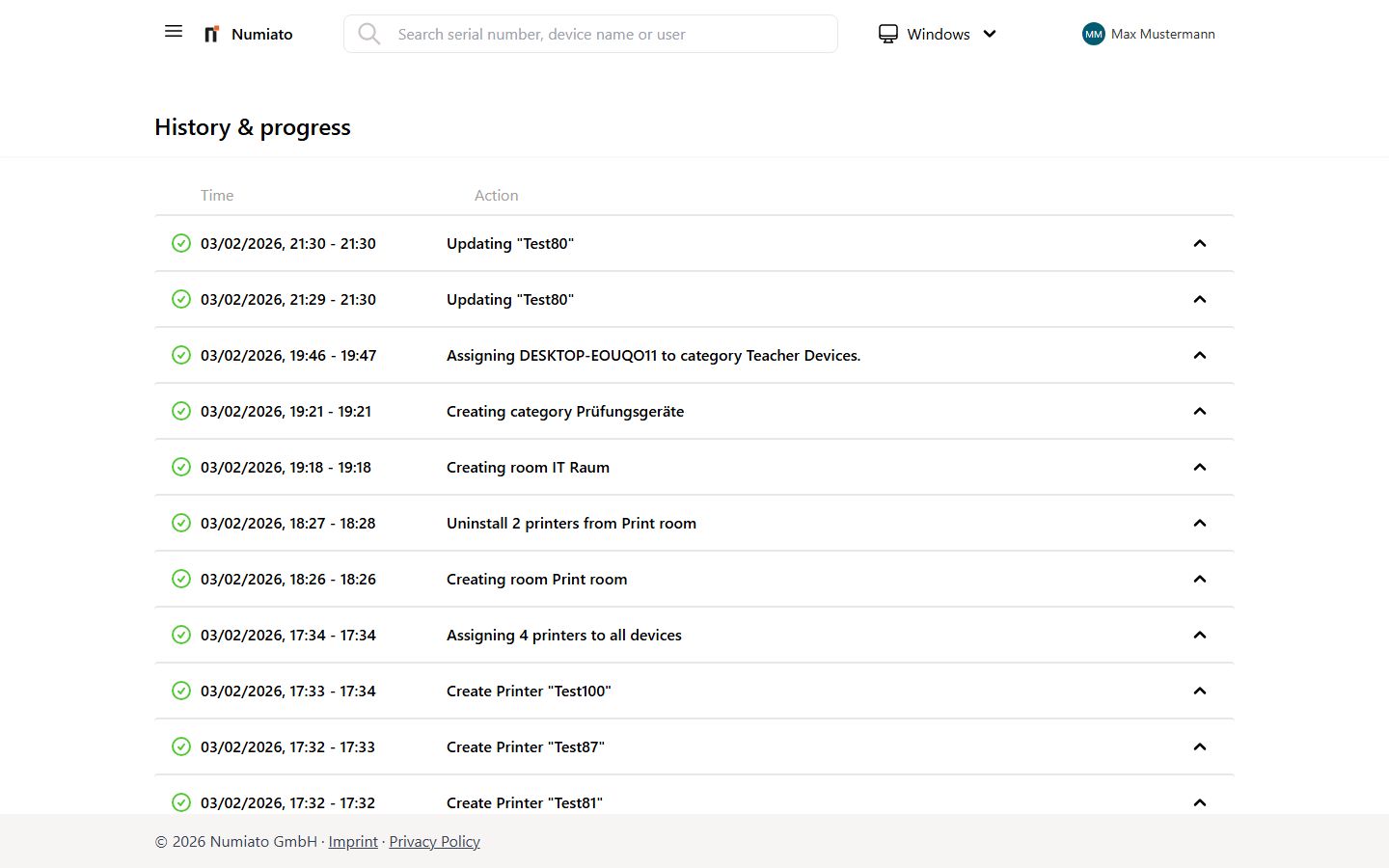 Numiato notification system with execution status