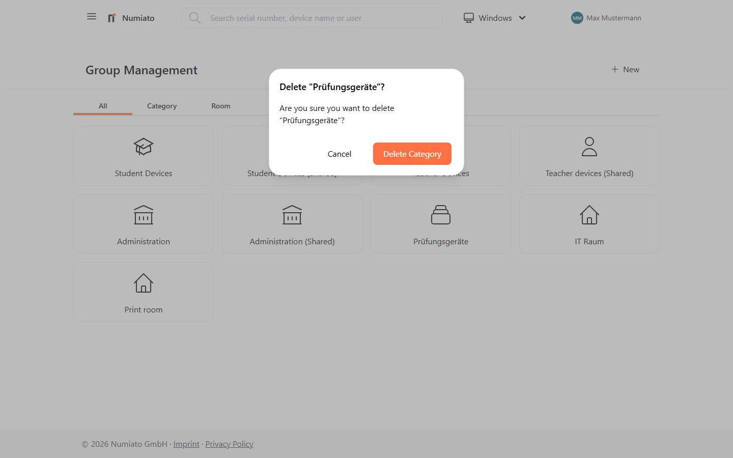 Delete category in Numiato