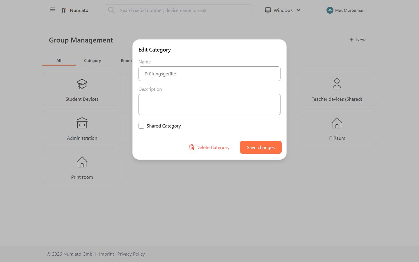 Edit category in Numiato