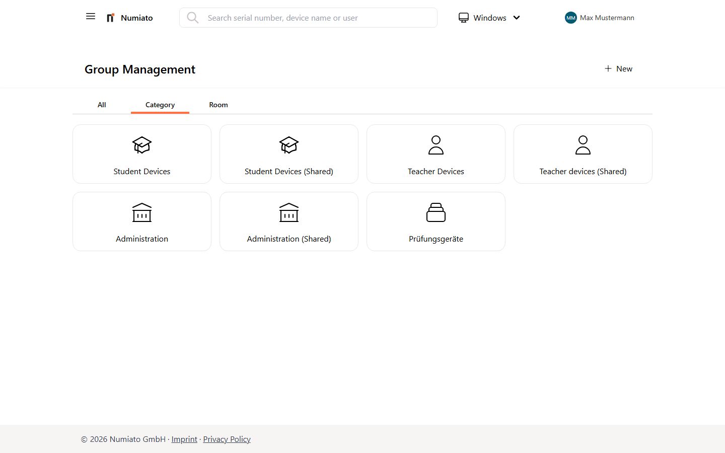 Numiato category management with device groups