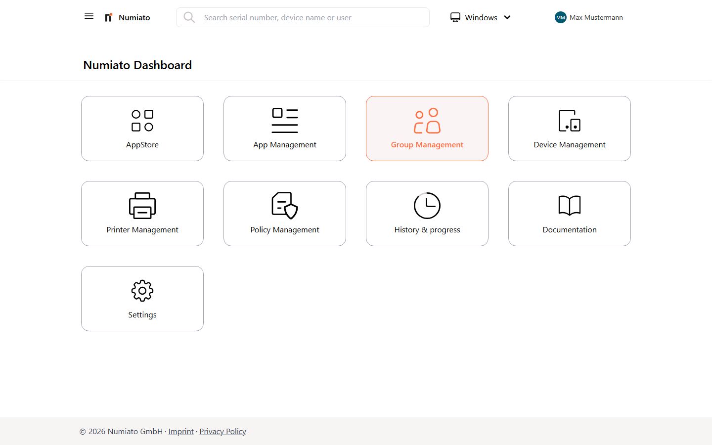 Numiato Group Management with categories and rooms