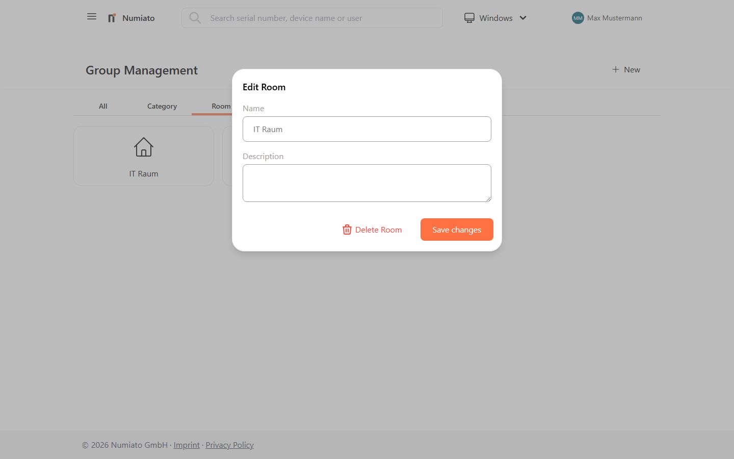 Edit room in Numiato