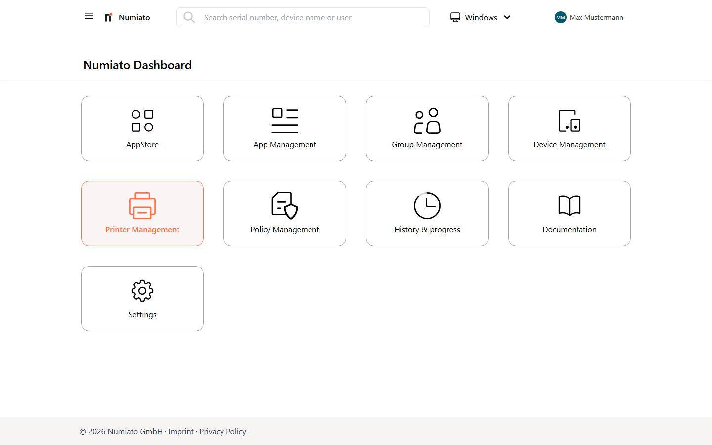 Numiato Printer Management for Windows devices