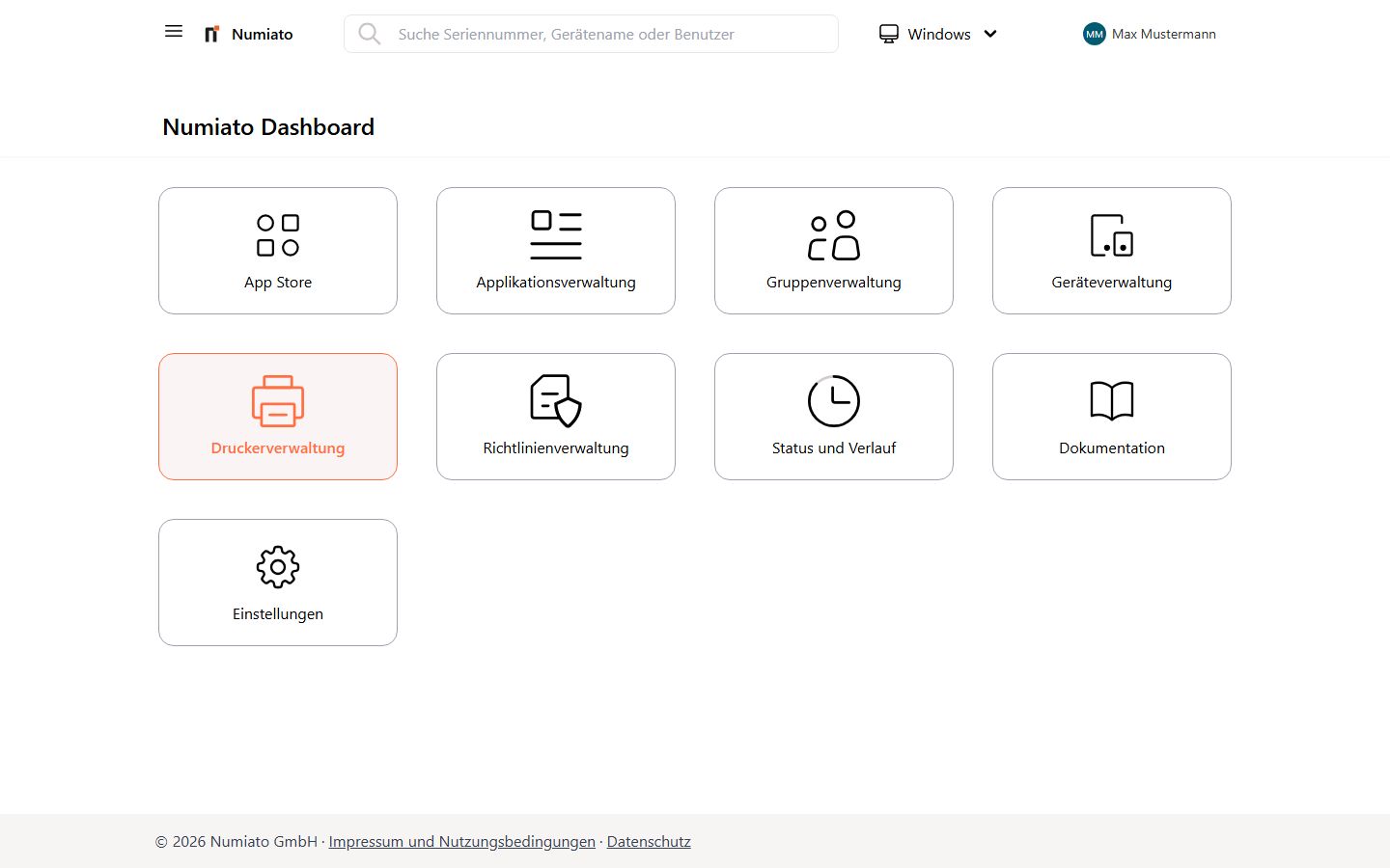 Numiato Druckerverwaltung für Windows-Geräte